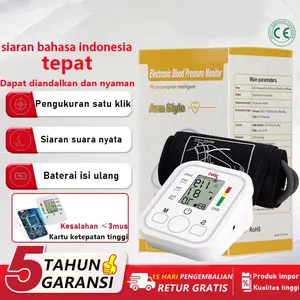 ✨Siaran dalam Bahasa Indonesia✨Standar WHO Alat Cek Pengukur Tekanan Tensi Darah Digital Tensimeter Blood Pressure Monitor Digital