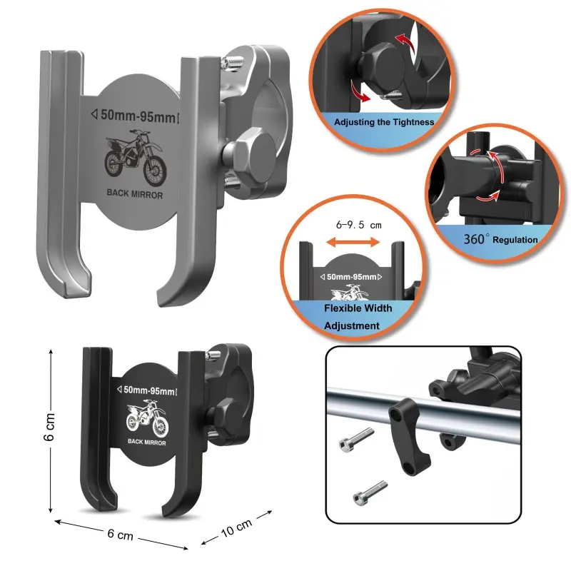 Giá Đỡ Điện Thoại Gắn Xe Máy  Kẹp điện Thoại Xe Máy c2 Kim Loại Chống Cướp Chống Giá đỡ điện Thoại Bằng Kim Loại Phụ Kiện