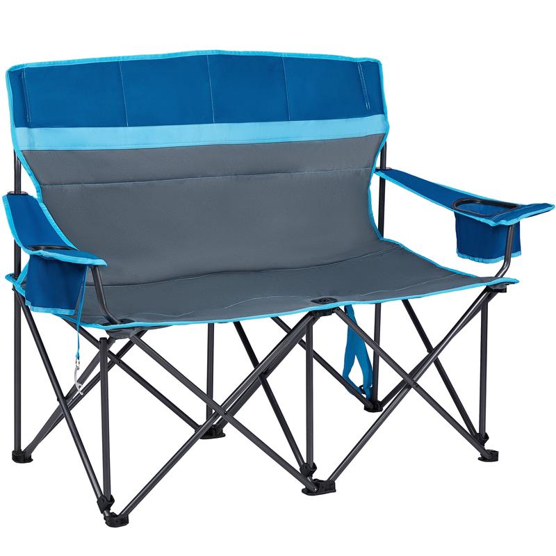 TikTok Shop Camping Loveseat Chair for 2 Person Folding Double Outdoor Chair Back for Adults Supports 500 lbs