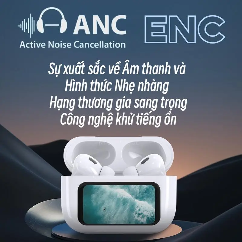 Tai nghe thông minh A9 PRO ANC/ENC, màn hình LCD cảm ứng màu, siêu trầm, Bluetooth 5.4, hình nền tùy chỉnh, hiển thị lời bài hát 3