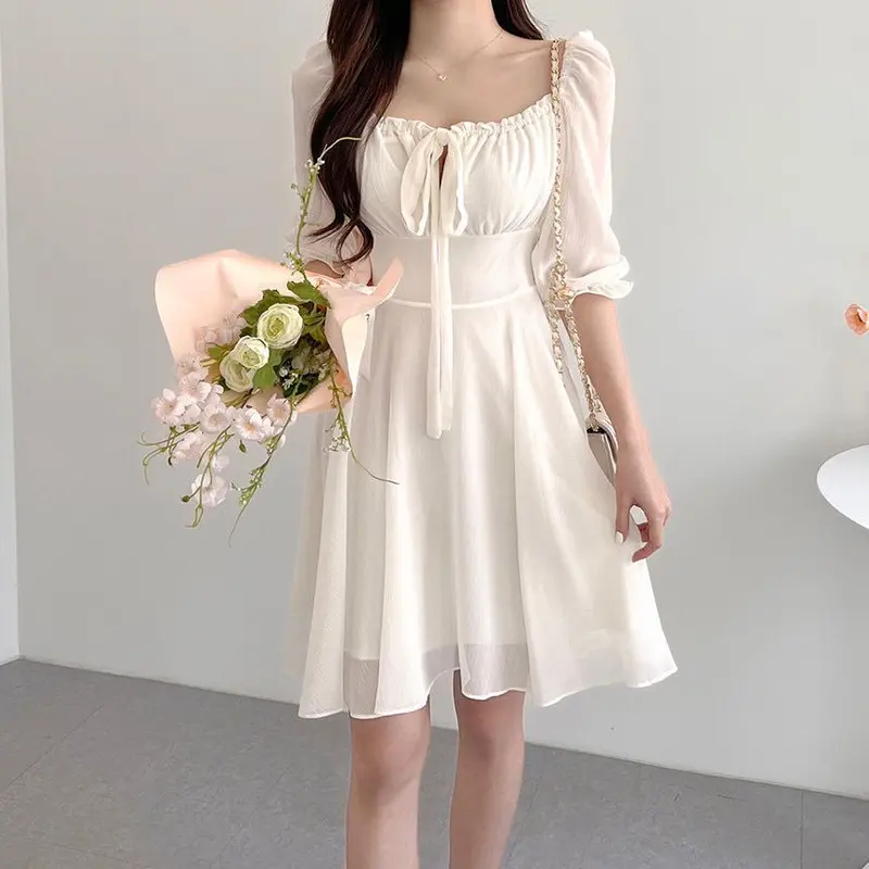 Mini Dress Wanita Sabrina Off Shoulder Lengan 3/4 bahan chiffon sifon ceruty S M L XL Jumbo 3