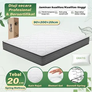 Gratis Bantal Kasur Springbed Tebal 20cm IceMint Spons Busa Empuk Lantai Matras Anti Lembab Bisa Cod - 90 x 200 x 20 cm