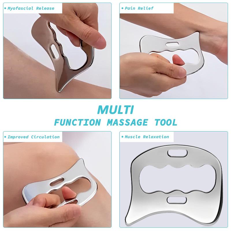 2-in-1 Stainless Steel Gua Sha Muscle Scraper Tool, Comfort Myofascial Scraping Tools, Lymphatic Drainage Massager, Soft Tissue Massage Tool 6