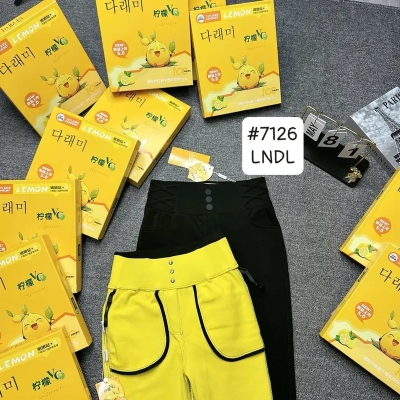 Quần legging lót lông  cạp cao 3 cúc, bản cạp điệu dây đan Lemon 7126 - freeship miễn phí giao hàng toàn quốc 0