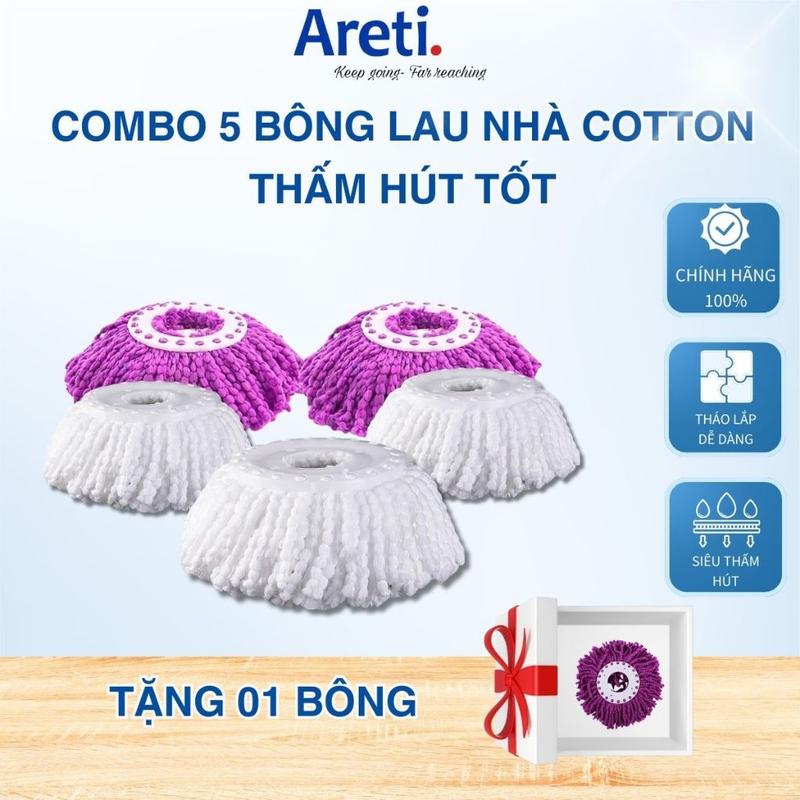COMBO mua 5 tặng 1 Bông Lau Nhà Areti Xoay 360 Miếng Lau Sàn Nhà Thay Thế Chổi…