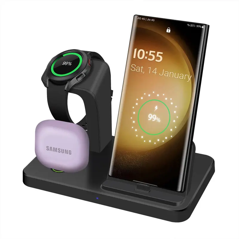 3 In 1 Desktop Charging Station, Multifunctional USB Fast Charging Stand, Suitable for Samsung Galaxy Phone Watch Type-C Interface Devices 0