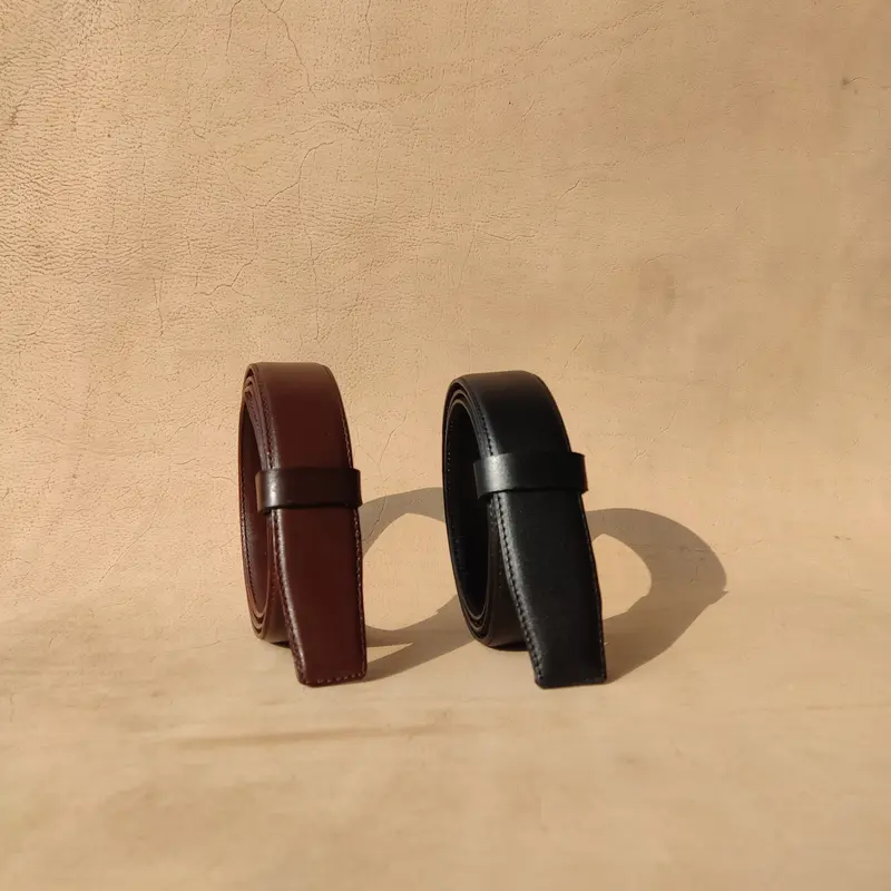 Sabuk Ikat Pinggang Pria Kulit Asli Model Jahit 0