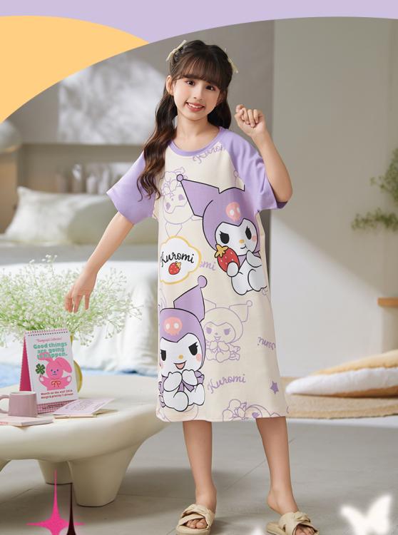 Product Introduction of 2024 New Princess Style Children's Pajamas for Girls Summer Parent-Child Baby Nightdress Thin Large Girl Homewear 14