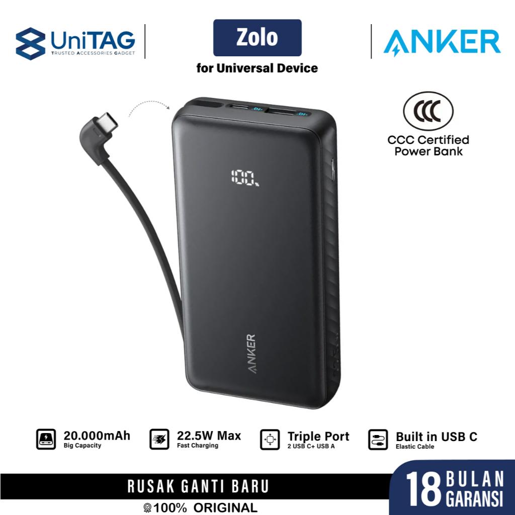 Anker Powerbank Built-in USB C Cable 10000mAh Zolo - Black A110DH11