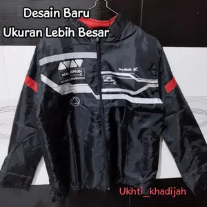 Jaket Motor Honda Original Kombinasi Hitam dan Merah Hitam Setrip