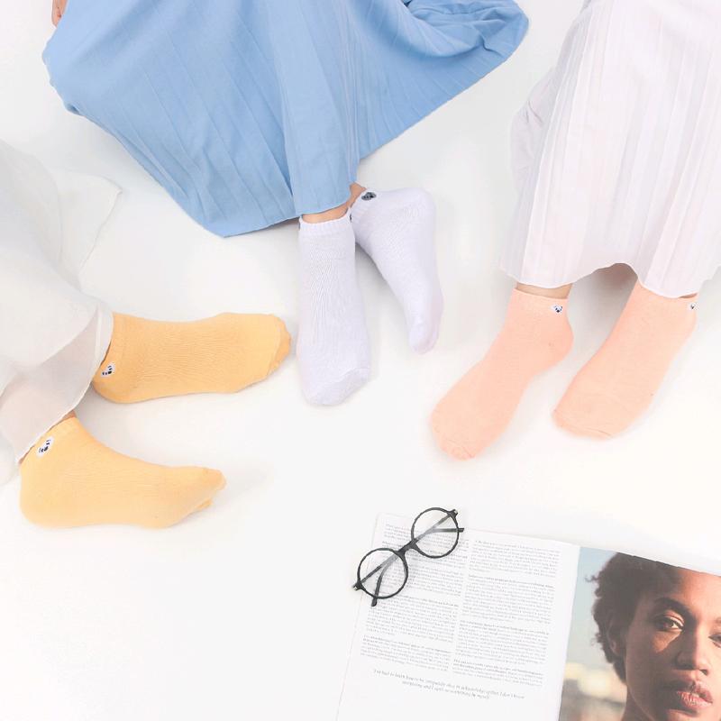 LUSINAN Kaus kaki dewasa pendek Matakaki Panda kaos kaki ankle cute wanita remaja dewasa Katun Putih dan banyak warna Nyaman Hitam Coklat dan banyak warna 4