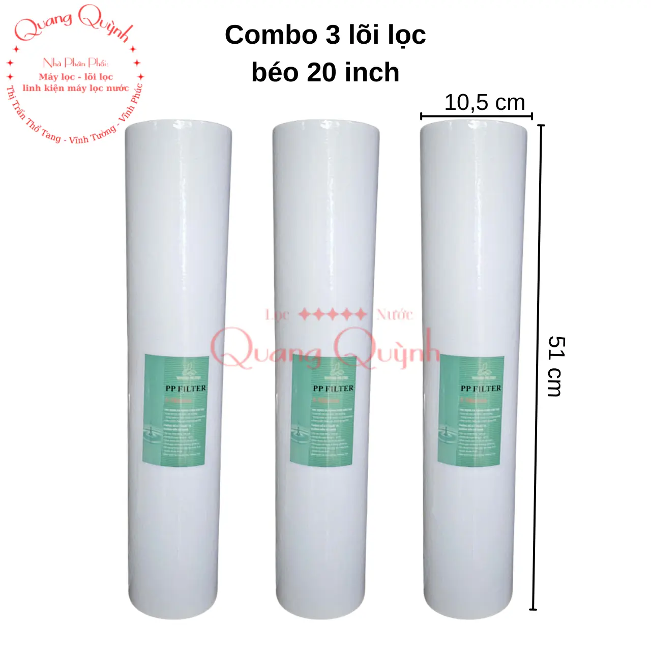 Bộ 3 lõi lọc béo 20 inch dùng cho cốc lọc béo 20 inch