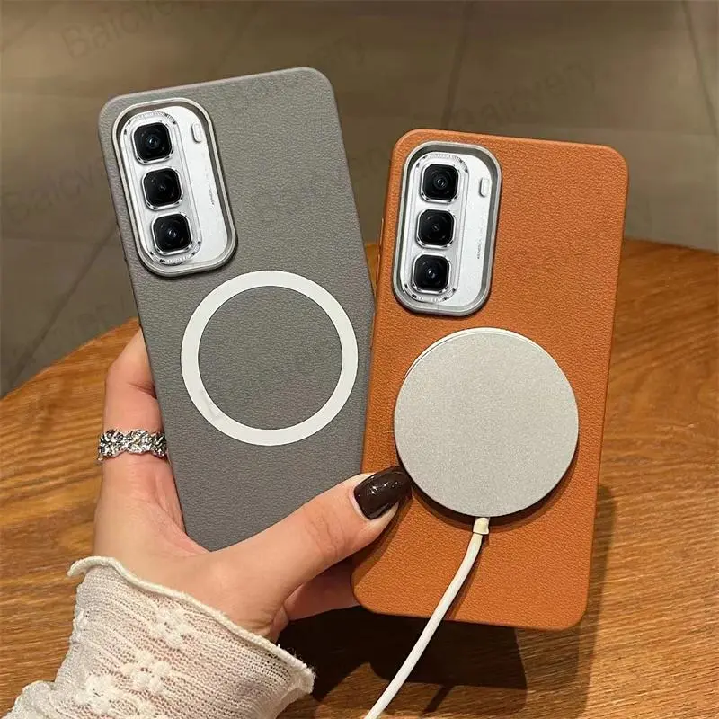For Infinix HOT 50 Pro+ 4G /50 4G /50 Pro 4G Soft Silicone Leather Patterned Anti Drop Protective Cover With Magnetic Sticker