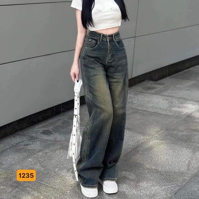 Quần beggy nữ trơn màu xanh rêu ống rộng trẻ trung thoải mái thoáng mát BG1235 Women Ong Pants 