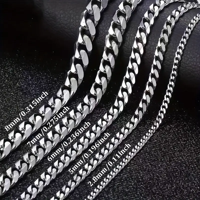 Titanium Steel 6-face Grinding Cuban Link Chain Necklace - Modern Fashionable Long Sleeve Accessory for Men & Women, Perfect for Weddings, Christmas & Birthdays 3