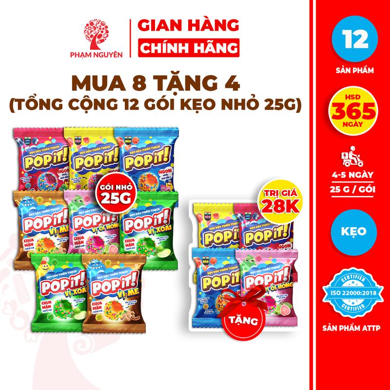 [MUA 8 TẶNG 4] Tổng cộng 12 Gói Nhỏ Kẹo Dẻo Thiên Thạch mix 6 vị Từ Nước Ép Trái Cây Thật Popit 25g | Kẹo Dẻo | Đồ ăn vặt | Snack Food | Sour Candy | Kẹo Chua