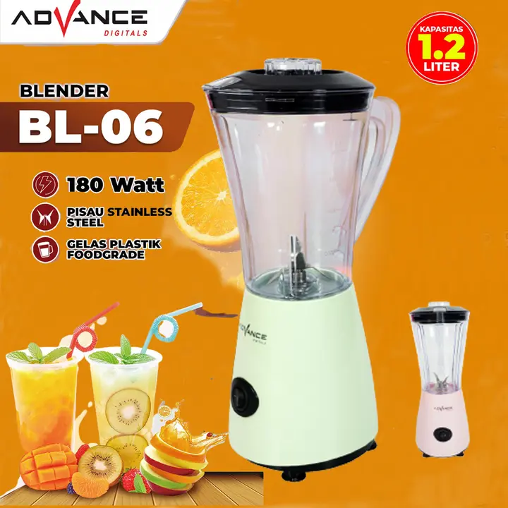 Advance BL06 Blender Quality Kaca  Gelas kaca mudah dibersihkan 1.2Liter Mesin tidak berisik Blender