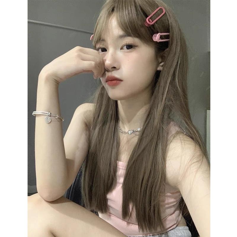 Tóc Giả Trùm Đầu, Tóc Nữ Dài, Màu Đen Mùa Hè, Thẳng Dài, Mô Phỏng Tự Nhiên Bằng Tóc Người, Tóc Mái Bằng Không Khí, Phong Cách Instafamous Ngọt Ngào Wig 2