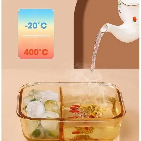 Hộp Thủy Tinh Hổ Phách Nhiều Size, 1-2 Ngăn – Chống Tràn, Chịu Nhiệt, Quay Lò Vi Sóng, Sang Trọng 7