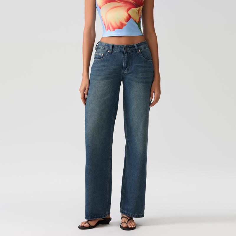 Product Introduction of Women Casual Low Rise Jeans Fashion Loose Straight Leg Denim Pants with Pockets for Summer Spring 36