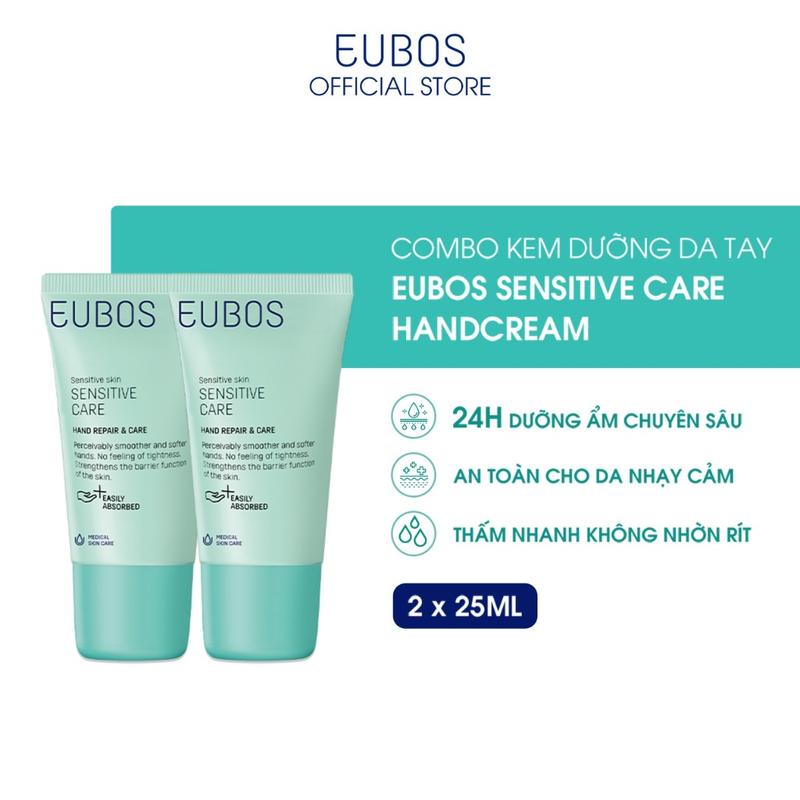 Combo 2 Kem Dưỡng Da Tay EUBOS Giúp Mềm Mịn, Dưỡng Ẩm Chuyên Sâu, An Toàn Cho Da Nhạy Cảm 25ml