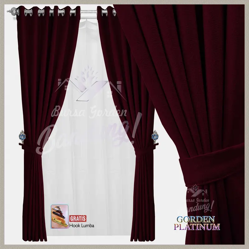 Gorden Jendela Blackout 12 Smokring Tirai Pintu Ruang Tamu T 200 cm Gordyn Kamar Aesthetic Jendela Pendek Platinum 4