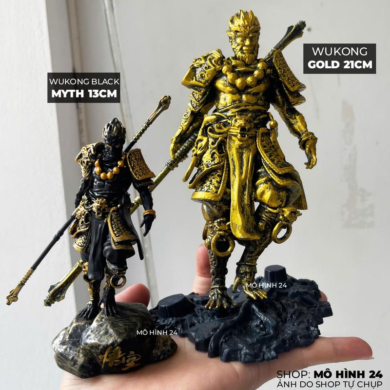 Mô hình TÔn ngộ không Wukong gold 21cm BlackMyth Black Myth nhựa giả đồng Tây Du Ký tề thiên đại thánh khỉ trang trí bể 4