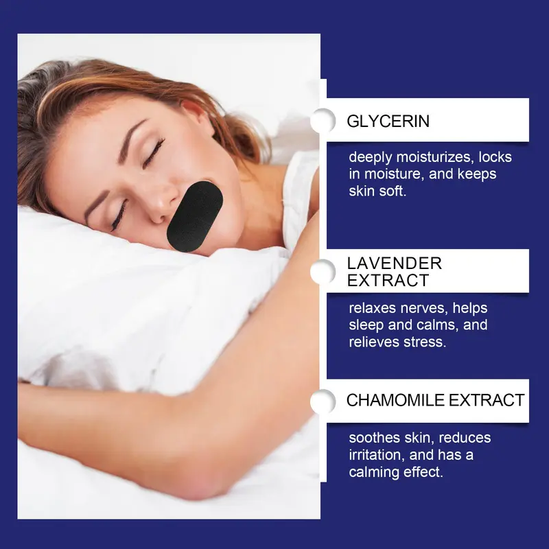 Gentle Hypoallergenic Sleep Strip, 30pcs/pack Anti-snoring Mouth Tapes, Breathable Night Sleep Care Strip for Women & Men 3