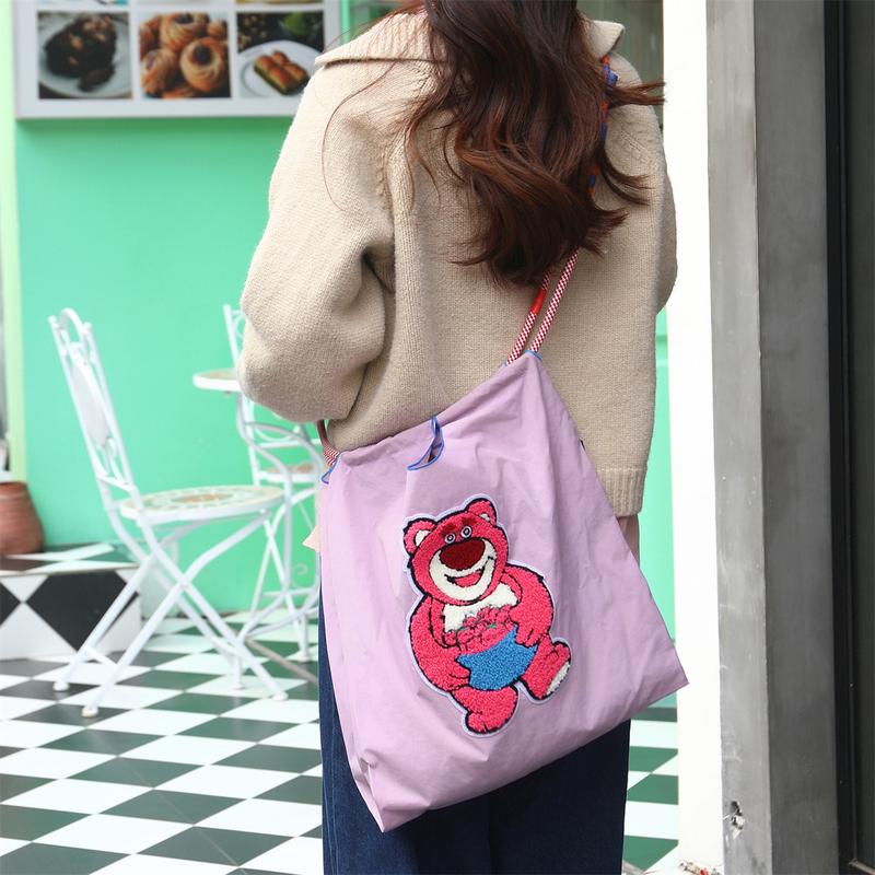 Product Introduction of Large Medium Embroidered Shopping Bag, Casual Handheld Simple Large Capacity Shoulder Bag Shoulder Straps Included 3