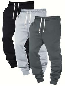 Men's Solid Color Drawstring Waist Sweatpants, Regular Fit Casual Comfy Jogger Pants for Spring & Fall, Men's Trousers for Daily Wear