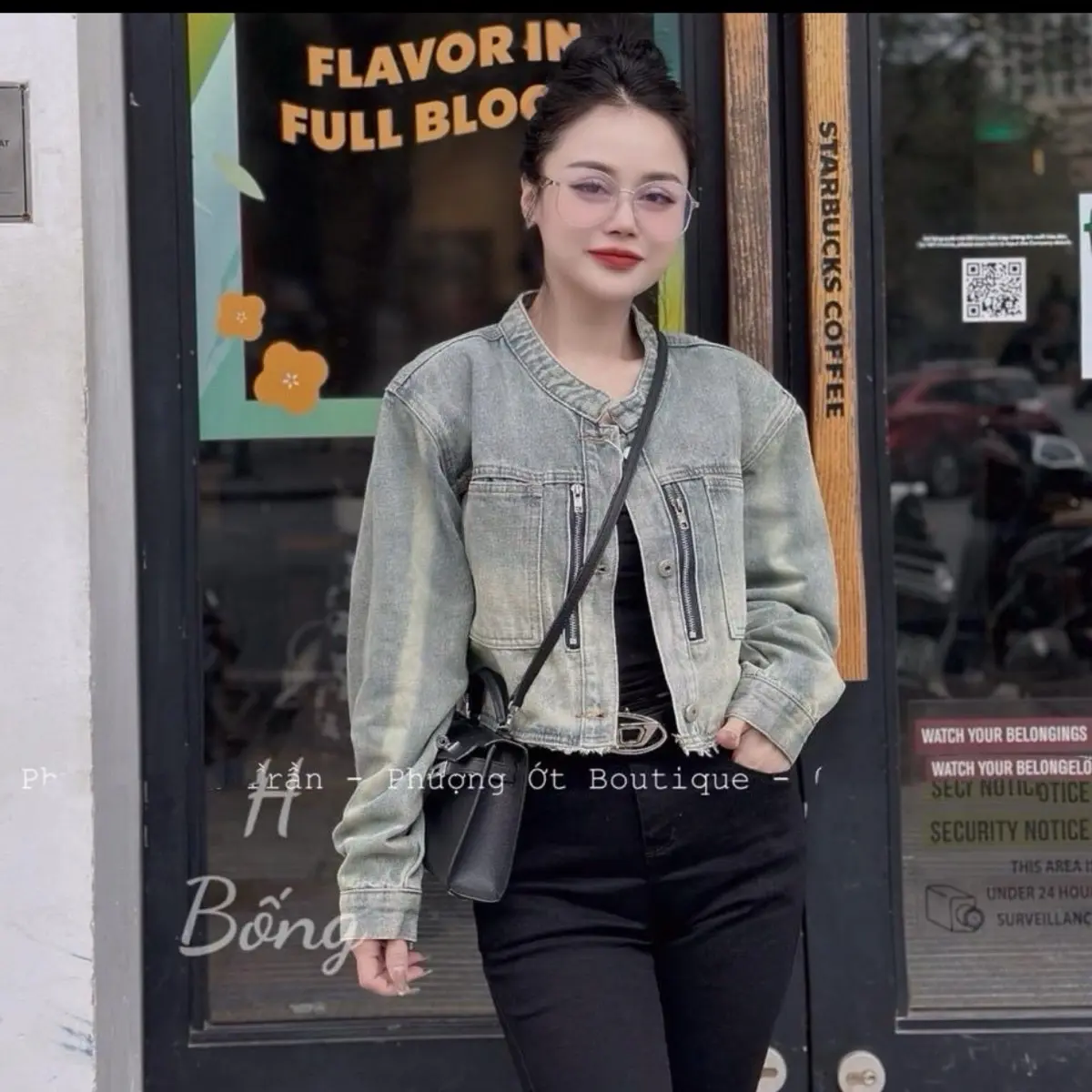 Sale áo khoác Jean khóa crt hót hít Hàng Quảng Châu Cao Cấp Nữ Women Top -HAstore