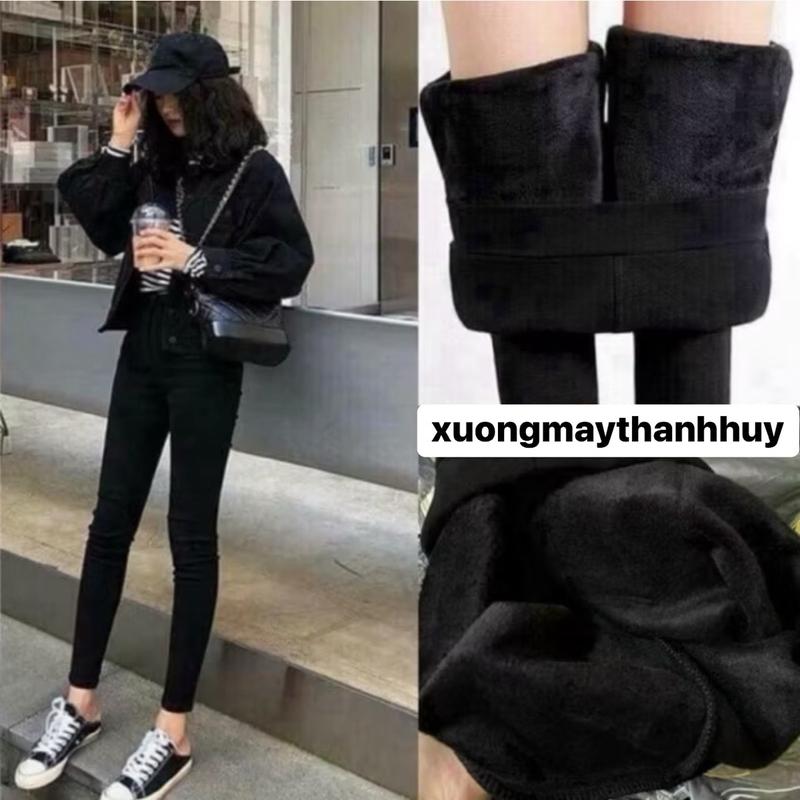  Quần legging nỉ lông chất co dãn ấm áp quần leging nỉ lông co dãn chuẩn phom  mặc mùa đông 