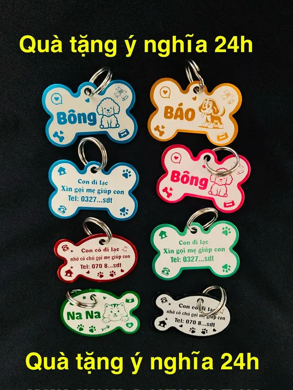 Thẻ tên cho Chó Mèo - Bảng tên cho thú cưng chất liệu nhôm 1