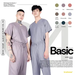 TRUSTWEAR - Basic Doctor’s Scrub / Set Baju Celana Jaga  OKA OK Perawat / Dokter Lengan Pendek IV