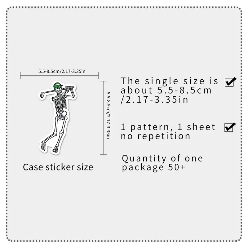 Creative Skull Pattern Sticker, 50pcs Waterproof Self Adhesive Decor Paper, Decor Sticker For Gift Greeting Card Waterbottle Laptop Phone 1
