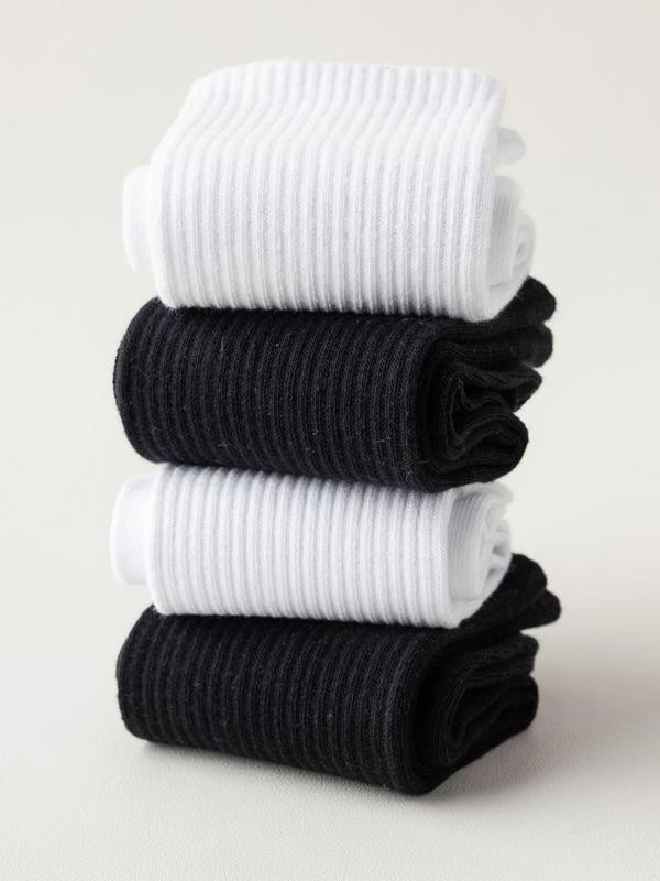 Women's 2 Pairs Solid Crew Socks, Multi-pack Casual Soft Comfortable Breathable Mid-calf Socks For Daily Wear, Women's Socks & Hosiery 1
