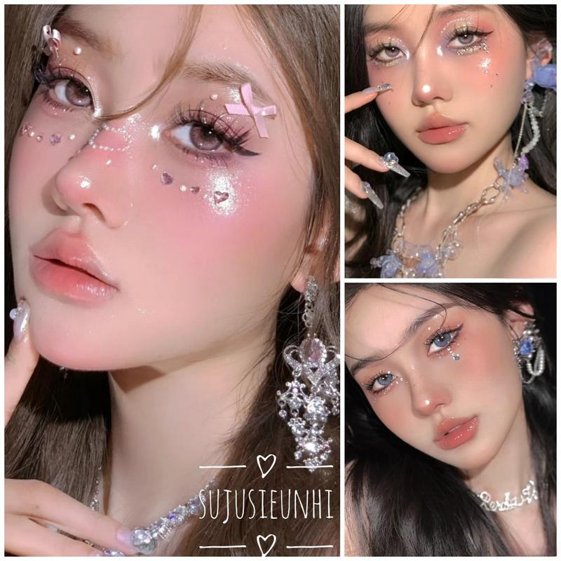 27 mẫu đá dán mặt tạo kiểu makeup kira kira đính mắt tóc trang điểm nghệ thuật