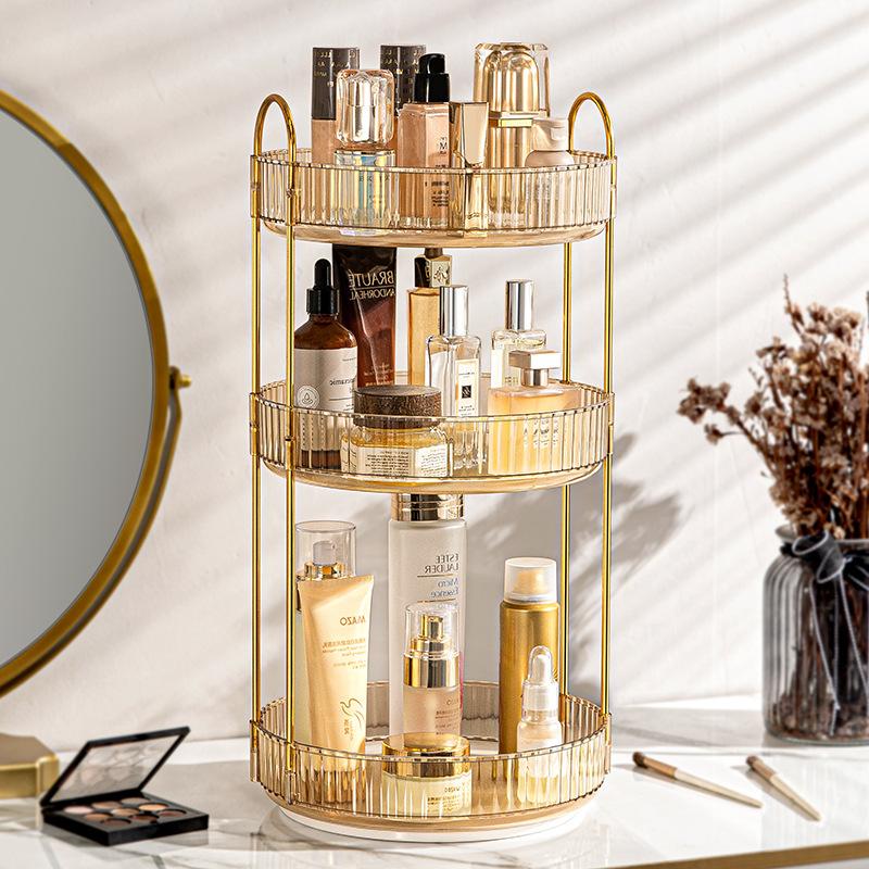 360° Rotating Makeup Organizer with Large Capacity Spinning Holder Rack ...