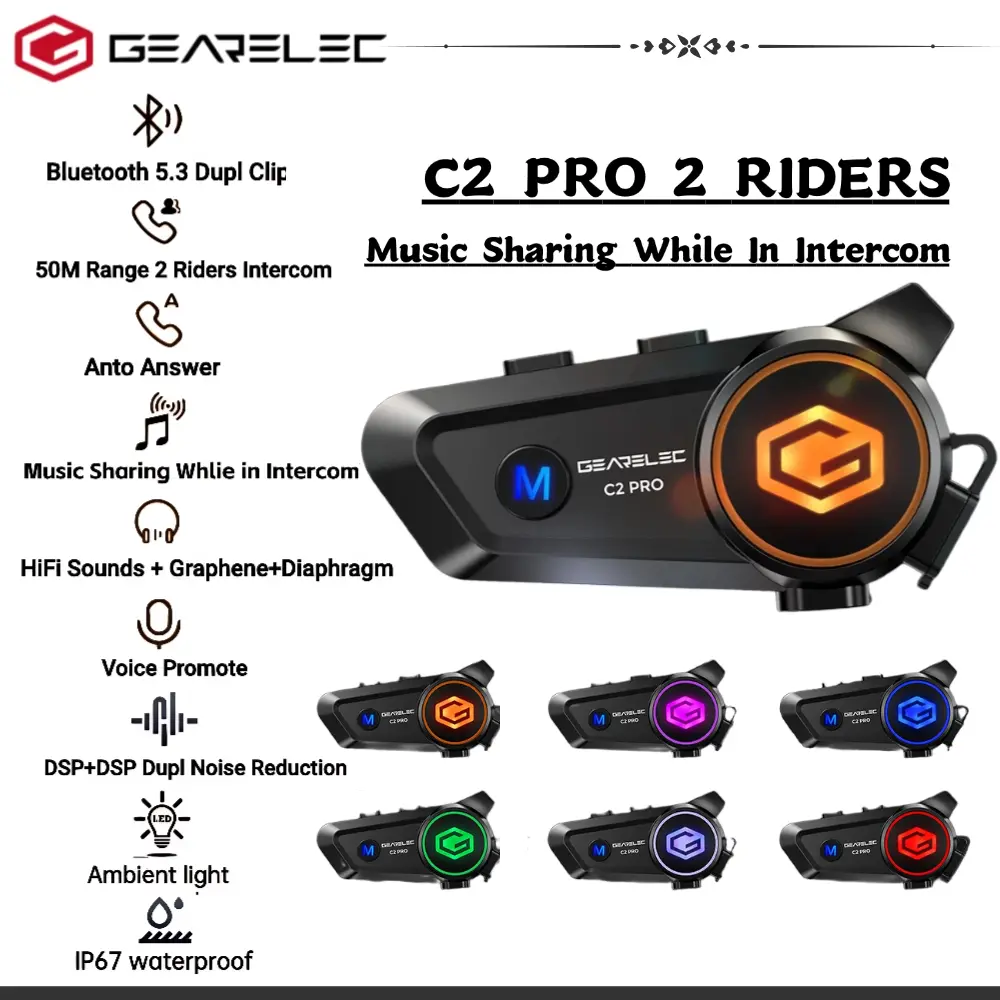 great discount GEARELEC C2 Pro Motorcycle Helmet Intercom Headset 2 ...