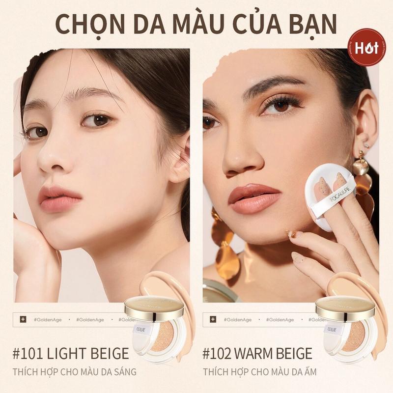 Phấn nước Focallure BB Cushion Golden Age che phủ hoàn hảo làm mờ lỗ chân lông chống nước kết cấu mỏng nhẹ 12g 1