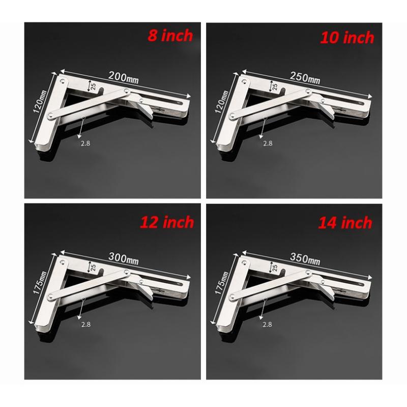 Product Introduction of [Inox - 1 Cặp - Chữ K] Bản lề gập thông minh , Giá Ke đỡ bàn gấp gọn treo tường, Pát ke chữ chịu lực 80kg 16