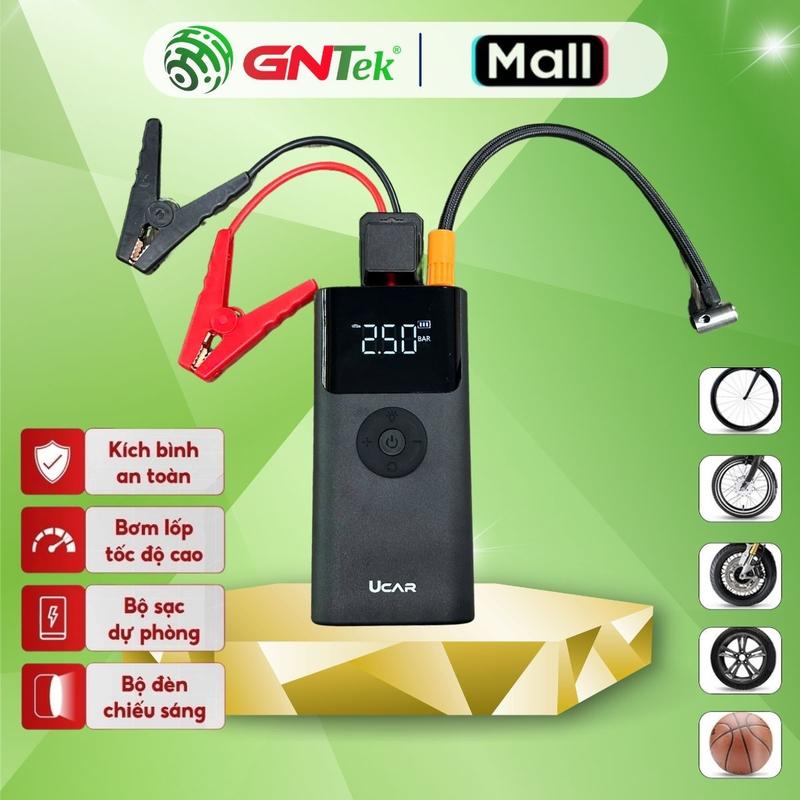 Kích bình ô tô kiêm bơm lốp 4 trong 1 UCAR J-02Plus 10000mAh Tích hợp sạc dự phòng và đèn pin chiếu sáng, kẹp thông minh