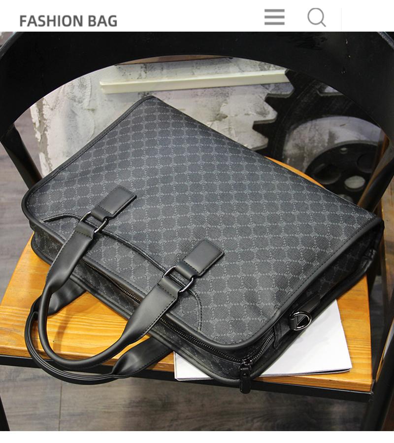 Product Introduction of Handbag Men's trendy brand Business plaid Men's shoulder bag Fashion business travel briefcase Oblique span Computer file bag 2