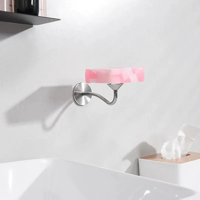 Stainless Steel Soap Dish, 1 Count Wall Mounted Soap Bar Holder, Punch Free Soap Bar Rack, Bathroom Supplies, Home Supplies