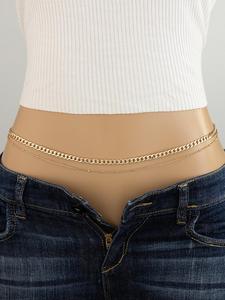Women's Elegant Minimalist Double Layer Waist Chain, Trendy Exquisite Waist Chain, Chic Body Jewelry for Party & Daily Decor