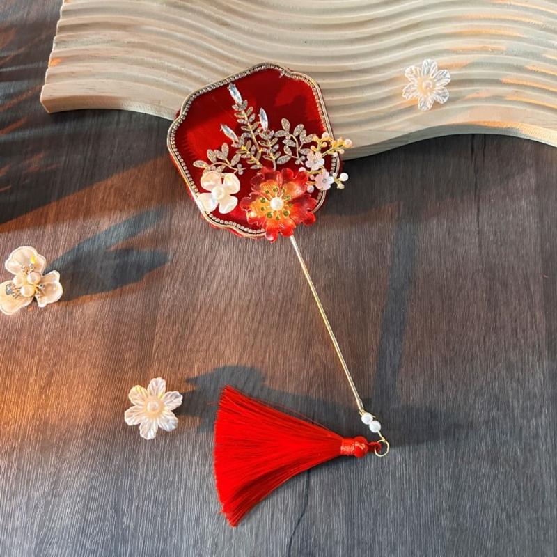 Quạt Tròn Cổ Trang quạt cổ trang  Quạt Trung Quốc, Tua Rua Cầm Tay Mini, Có Mặt Dây Chuyền, Quạt Lụa Trung Quốc Cổ Điển Thích Hợp Cho Nhóm Cô Dâu, Bó Hoa Tay Và Đám Cưới Trung Quốc