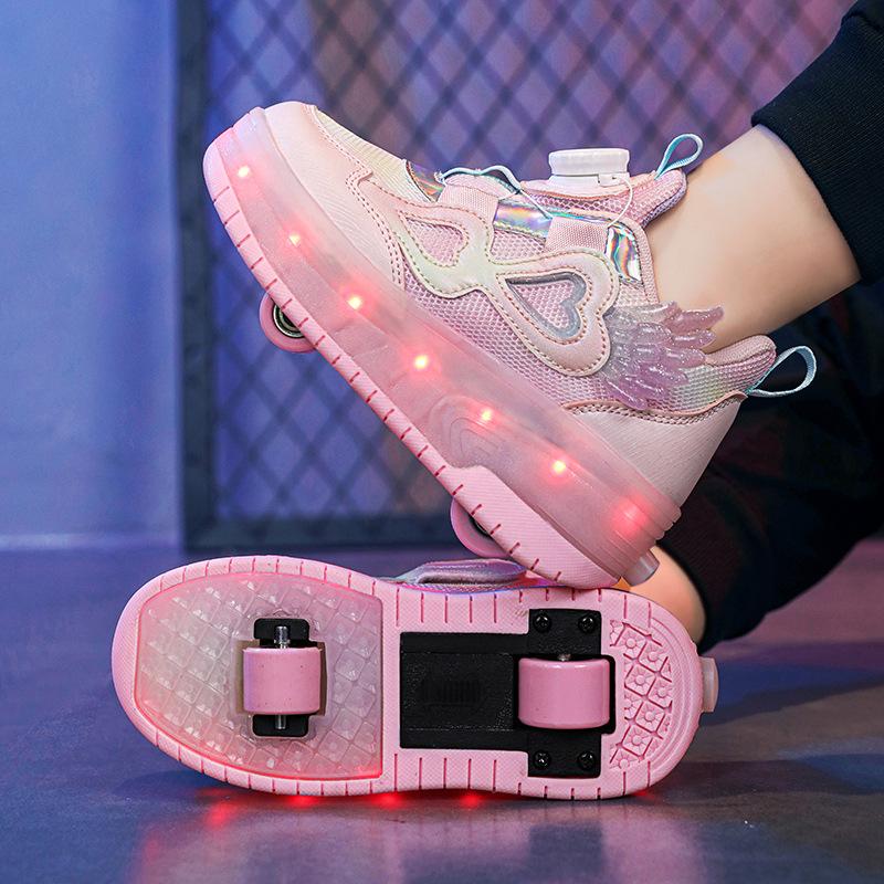 Giày Heelys Phát Sáng Đèn LED Có Thể Sạc Lại Giày Trượt Patin Nút Xoay Quà Tặng…