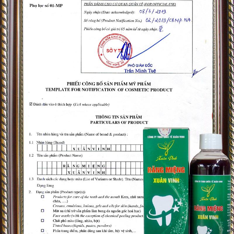 Răng Miệng Xuân Vinh. dạng nước, nguồn gốc thảo dược, dễ dử dụng, chai có dung tích 200ml, nước màu nâu đen 4