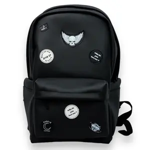 Dhon id Tas ransel leonardo Wild waterproof anti air sticker logo Pria Kulit Sekolah Backpack