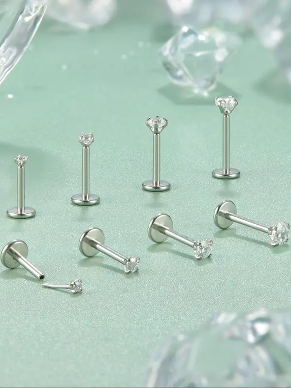 Rhinestone Decor Nose Studs, Stainless Steel Nose Rings, Body Jewelry for Women & Men, Hypoallergenic Piercing Jewelry 2